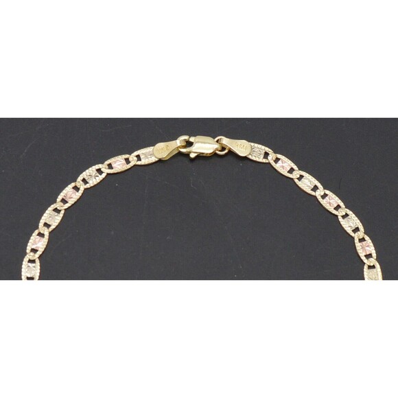 14K Tri-Color Gold Flat 2.75mm Valentino Link Chain Necklace 16" 18" 20" 22" 24" - Picture 4 of 6